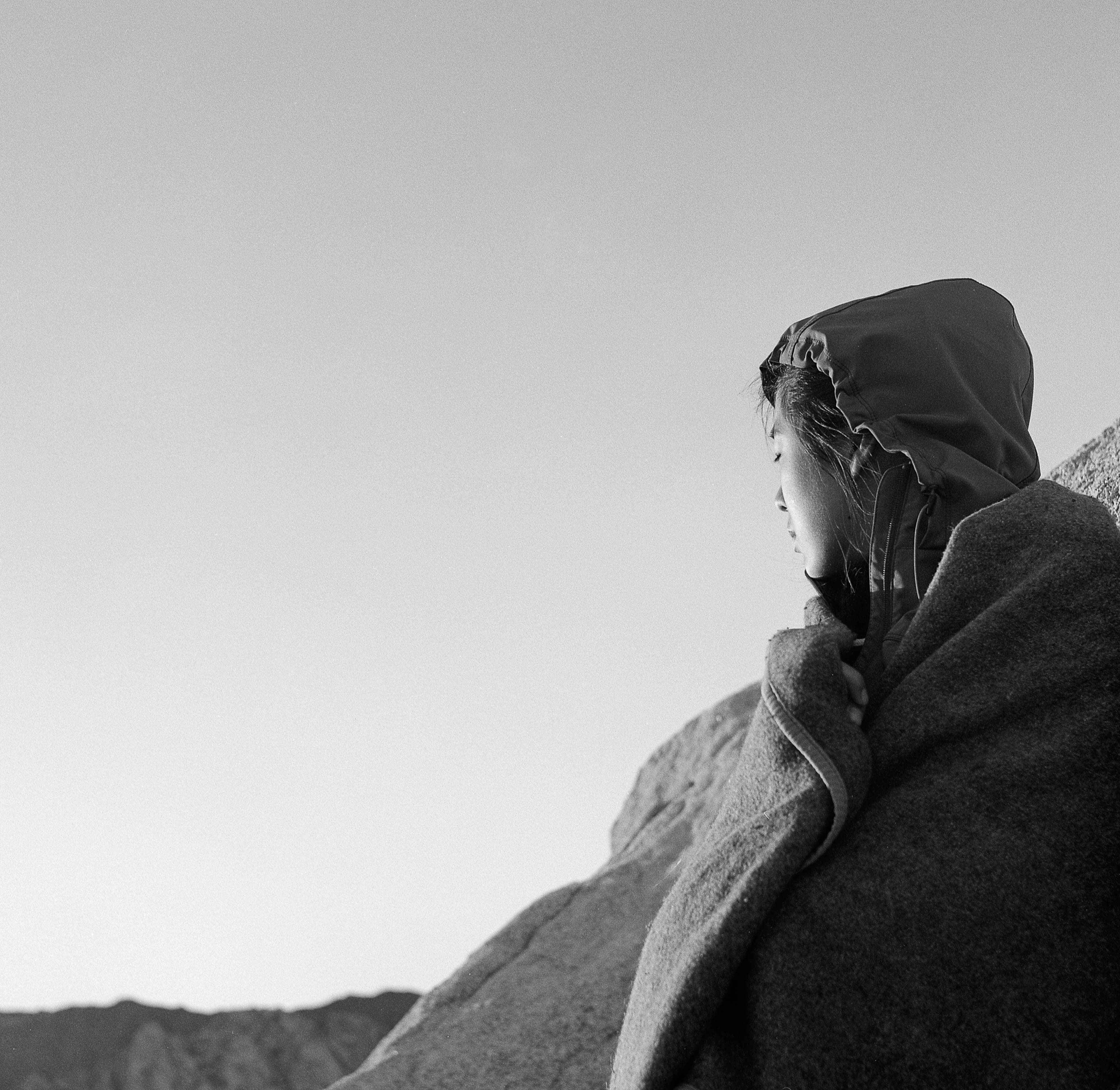 person with a blanket